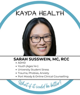Book an Appointment with Sarah Susswein at Sarah Susswein, RCC - PORT MOODY (86 Moody St) - KAYDA HEALTH